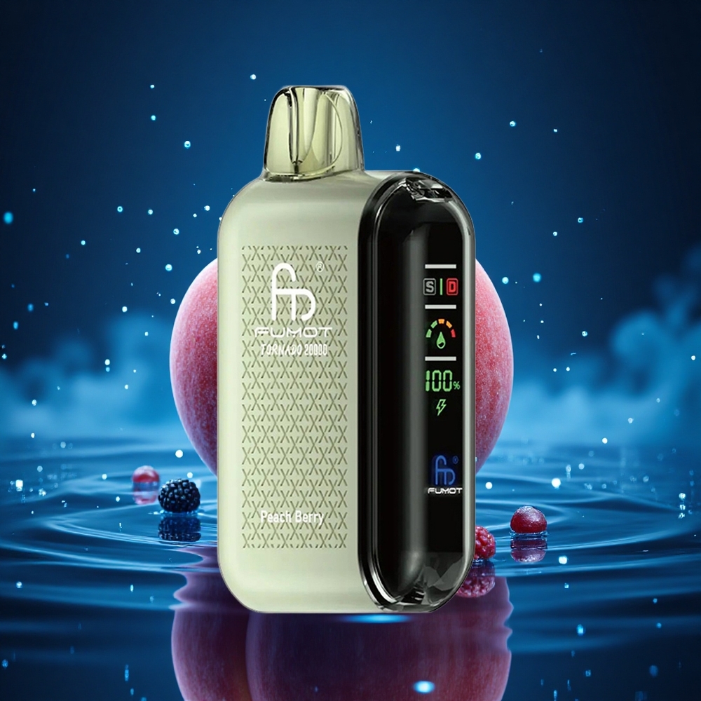 Fumot Tornado 20000 Puffs Durazno Baya Dual Malla 20ml Pantalla Inteligente