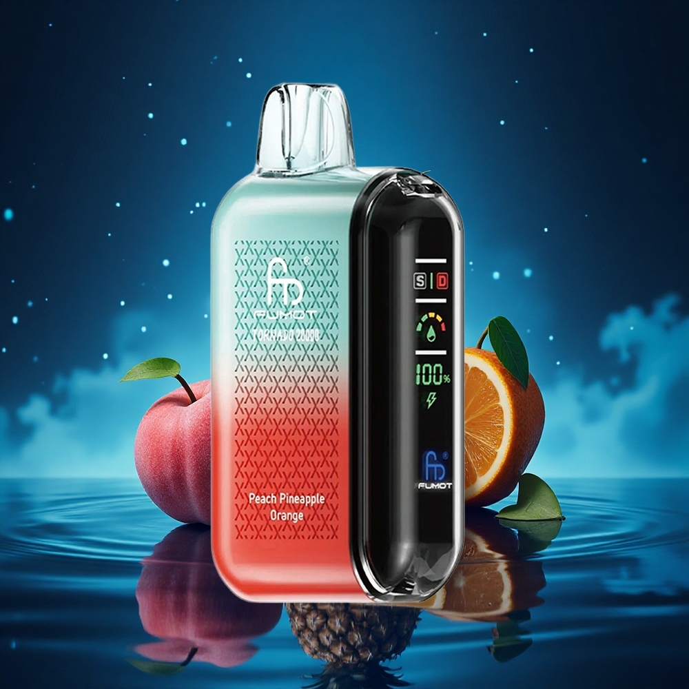 Fumot Tornado 20000 Puffs Durazno Piña Naranja con Doble Malla y Pantalla Inteligente