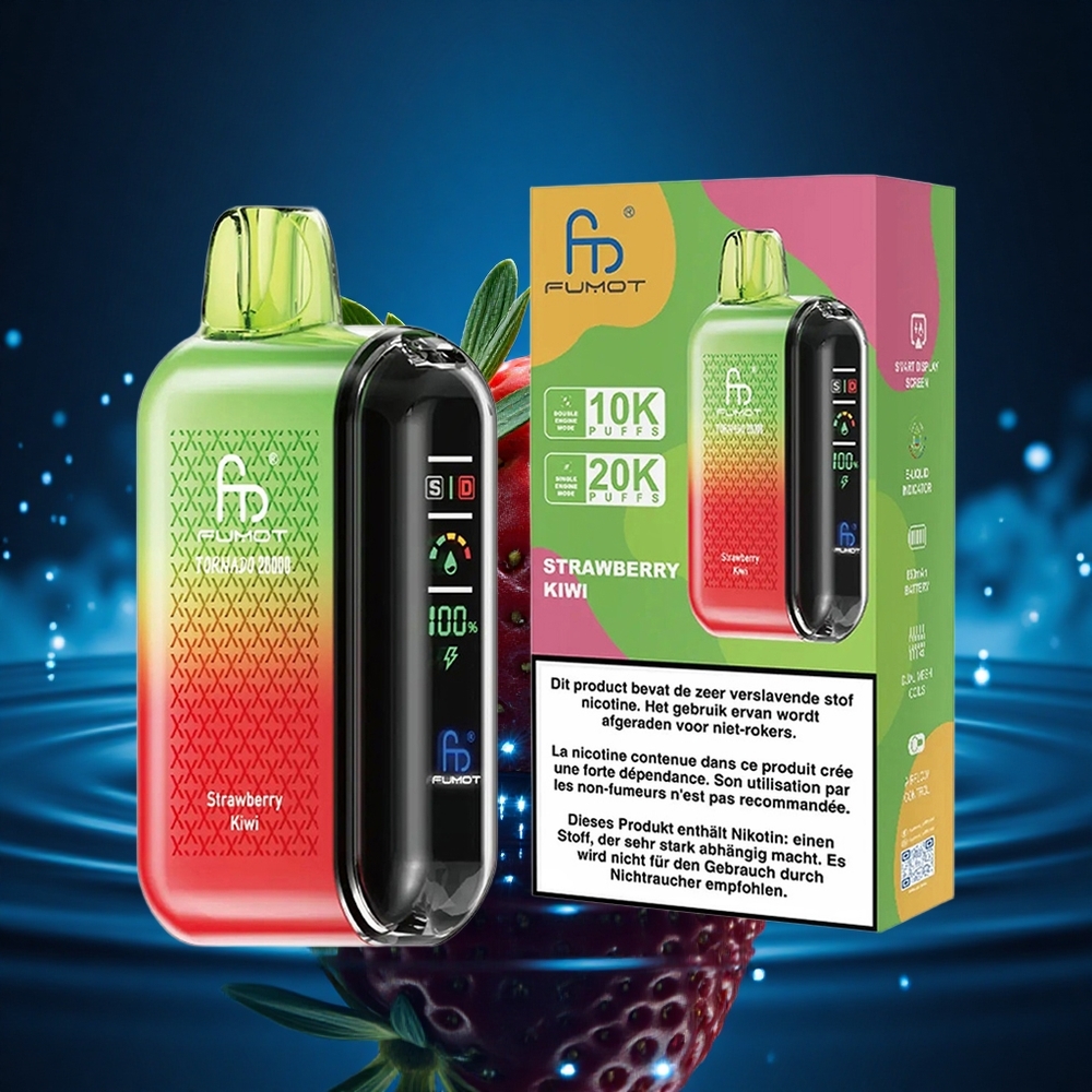 Fumot Tornado 20000 Puffs Fresa Kiwi Doble Malla Pantalla Inteligente