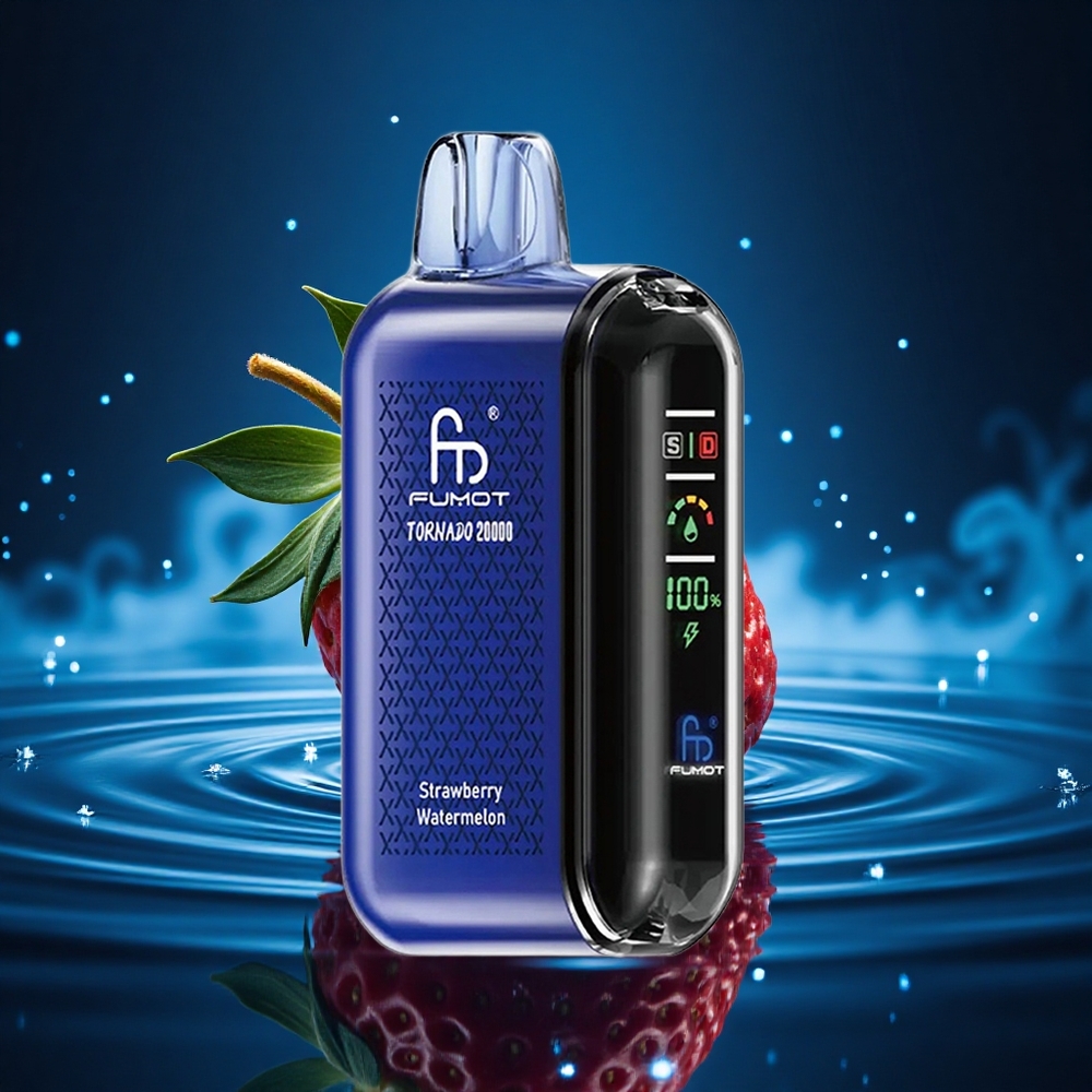 Fumot Tornado 20000 Puffs Fresa Sandía Dual Malla Pantalla Inteligente