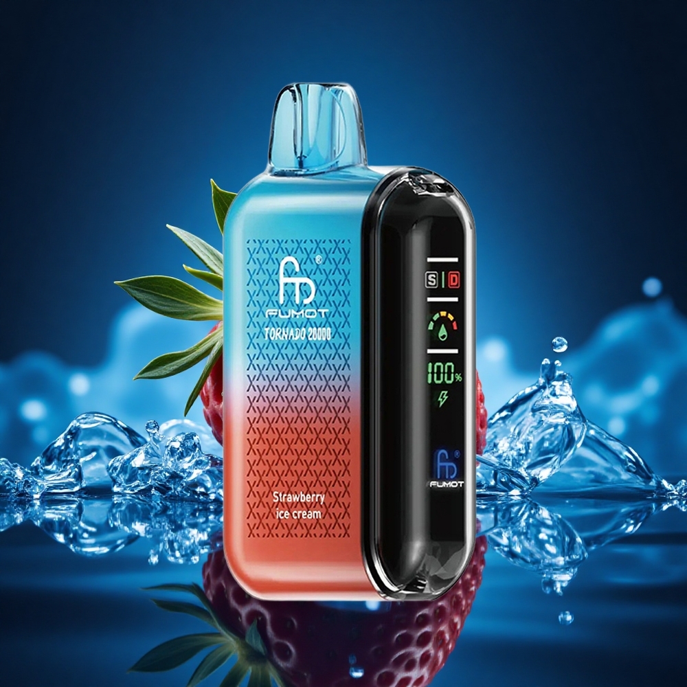 Fumot Tornado 20000 Puffs Helado de Fresa con Doble Malla y Control de Flujo de Aire