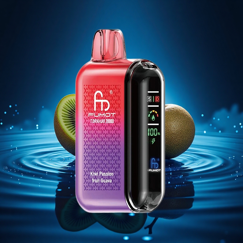 Fumot Tornado 20000 Puffs Maracuyá Kiwi Guayaba con Doble Bobina y Pantalla Inteligente