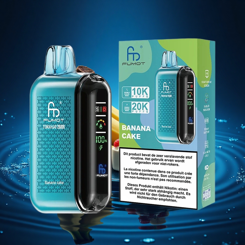 Fumot Tornado 20000 Puffs Pastel de Plátano con Doble Malla y Pantalla Inteligente