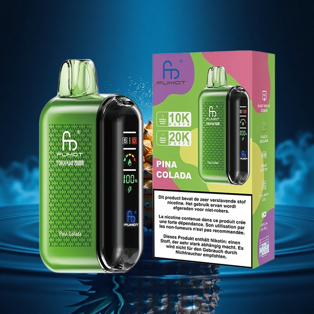 Fumot Tornado 20000 Puffs Piña Colada Dual Malla 20ml Pantalla Inteligente