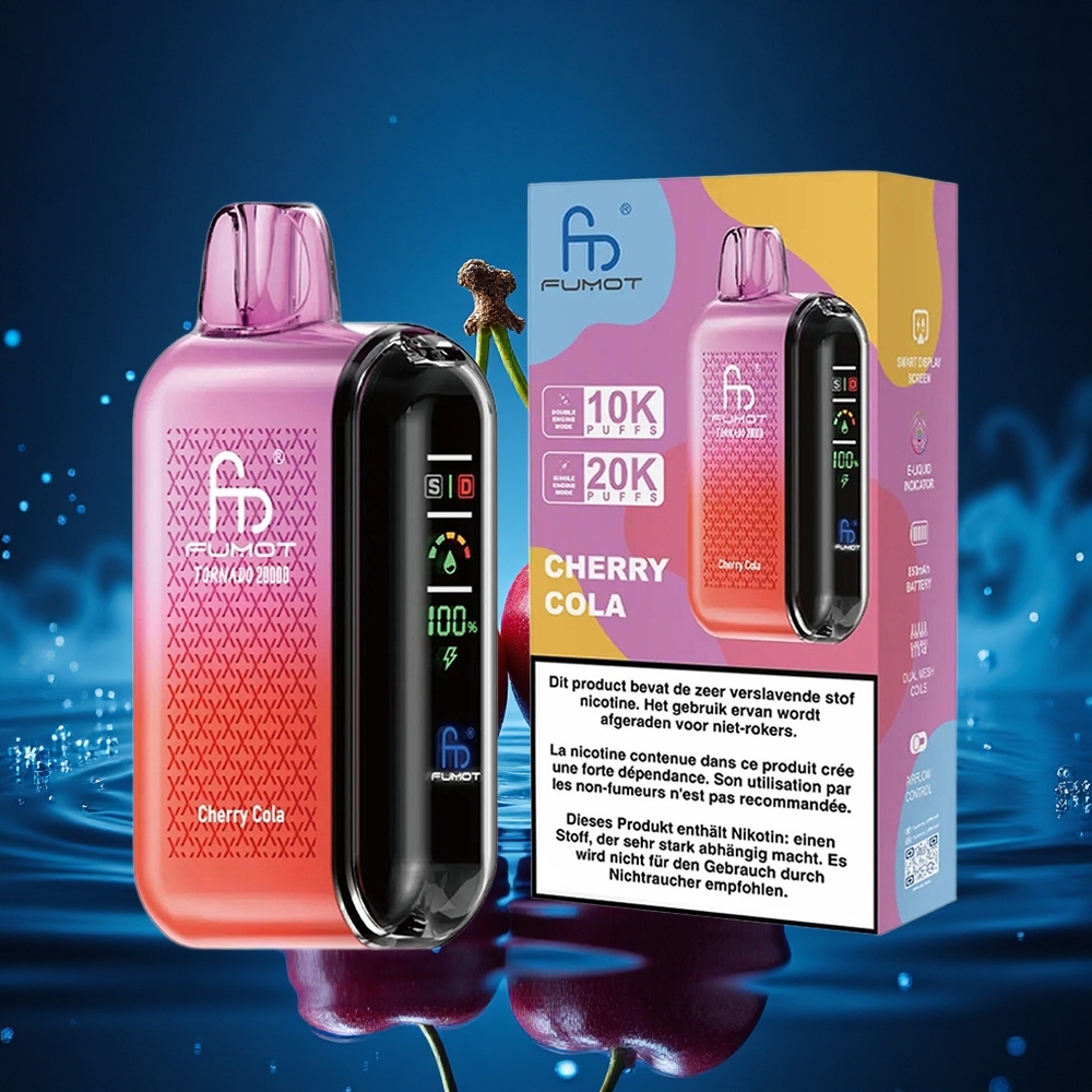 Fumot Tornado 20000 Puffs Refresco Cereza Dual Motor y Pantalla Inteligente