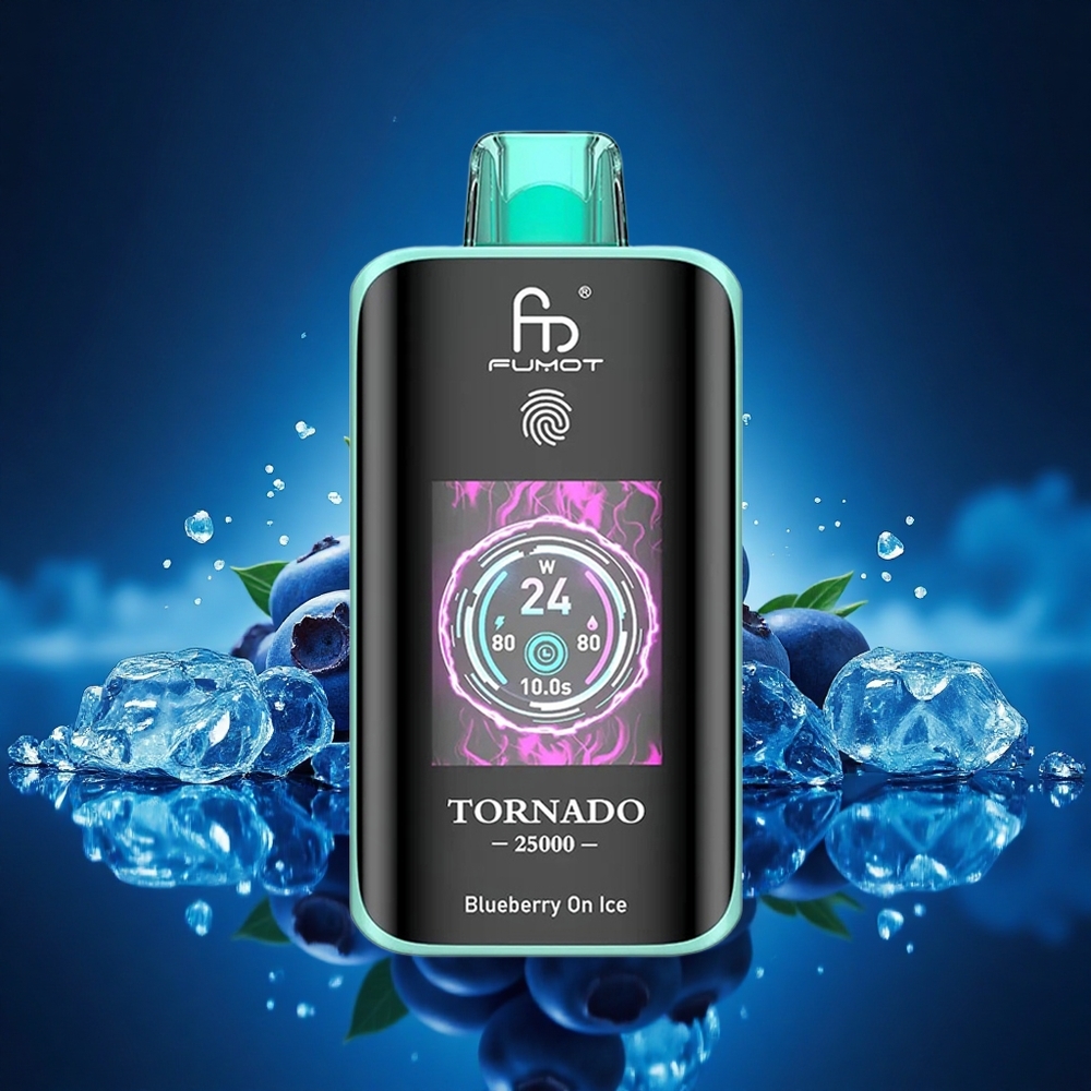 Fumot Tornado 25000 Puffs Arándano en Hielo con Pantalla HD y Batería Recargable