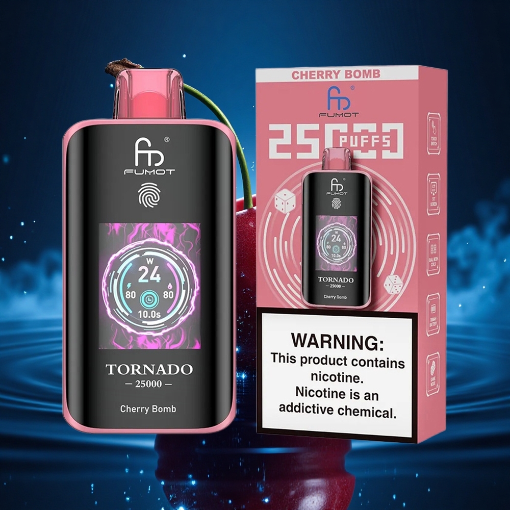 Fumot Tornado 25000 Puffs Bomba Cereza HD 700mAh Tipo-C