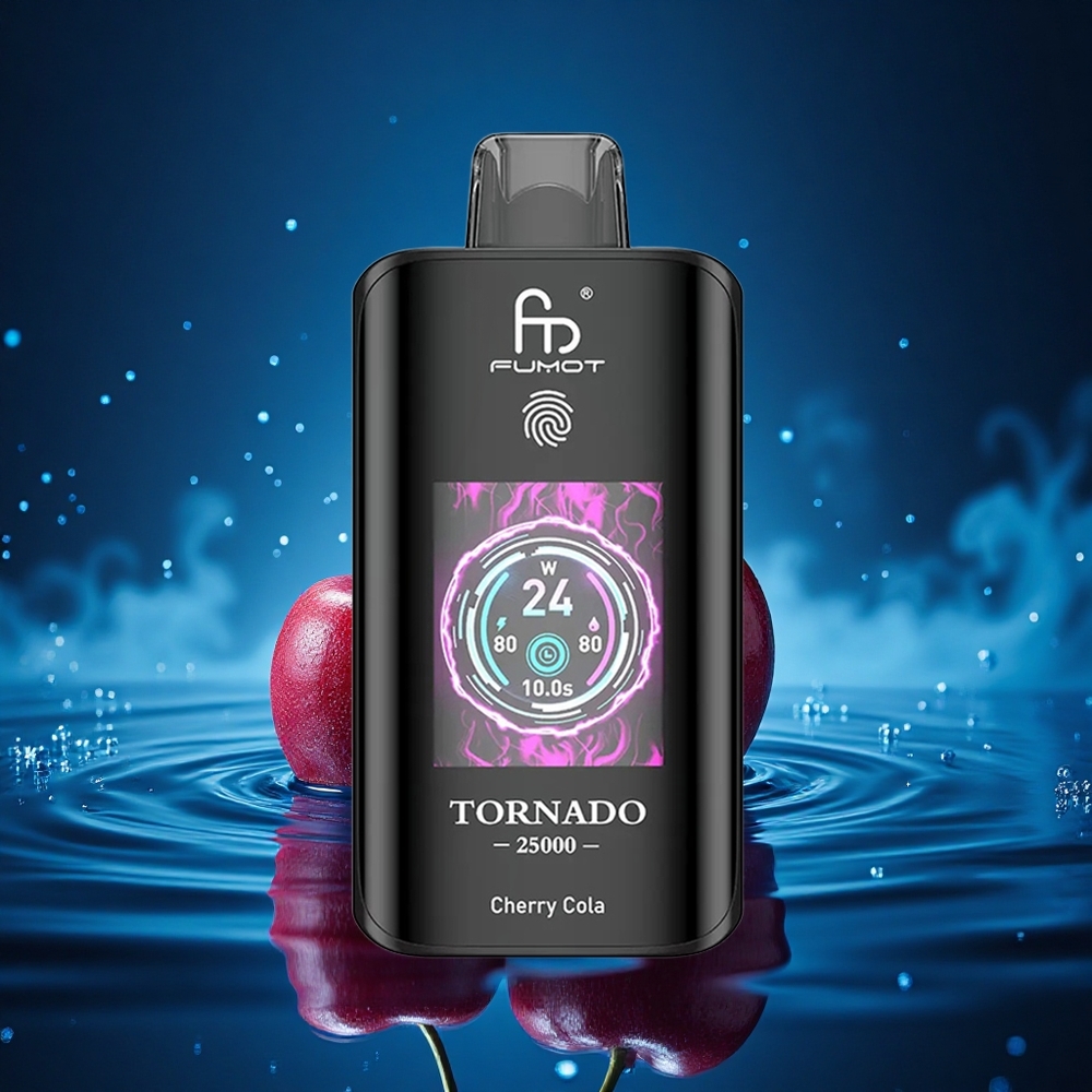 Fumot Tornado 25000 Puffs Cherry Cola HD Pantalla Batería Recargable 700mAh Tipo-C