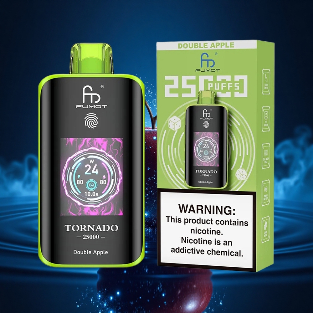 Fumot Tornado 25000 Puffs Doble Manzana HD Pantalla 20ml Batería Recargable