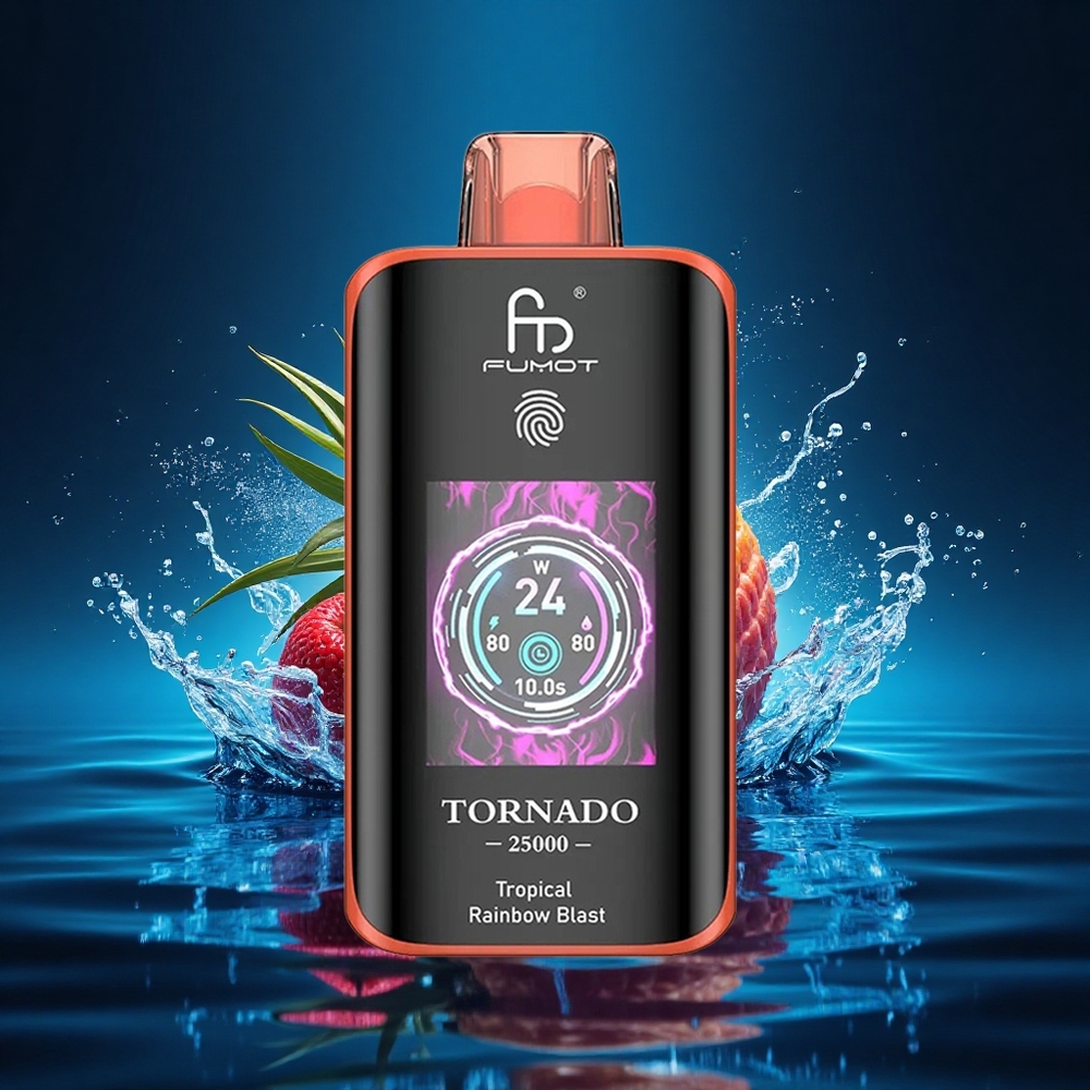 Fumot Tornado 25000 Puffs Explosión Arcoíris Tropical con Pantalla HD y Batería Recargable