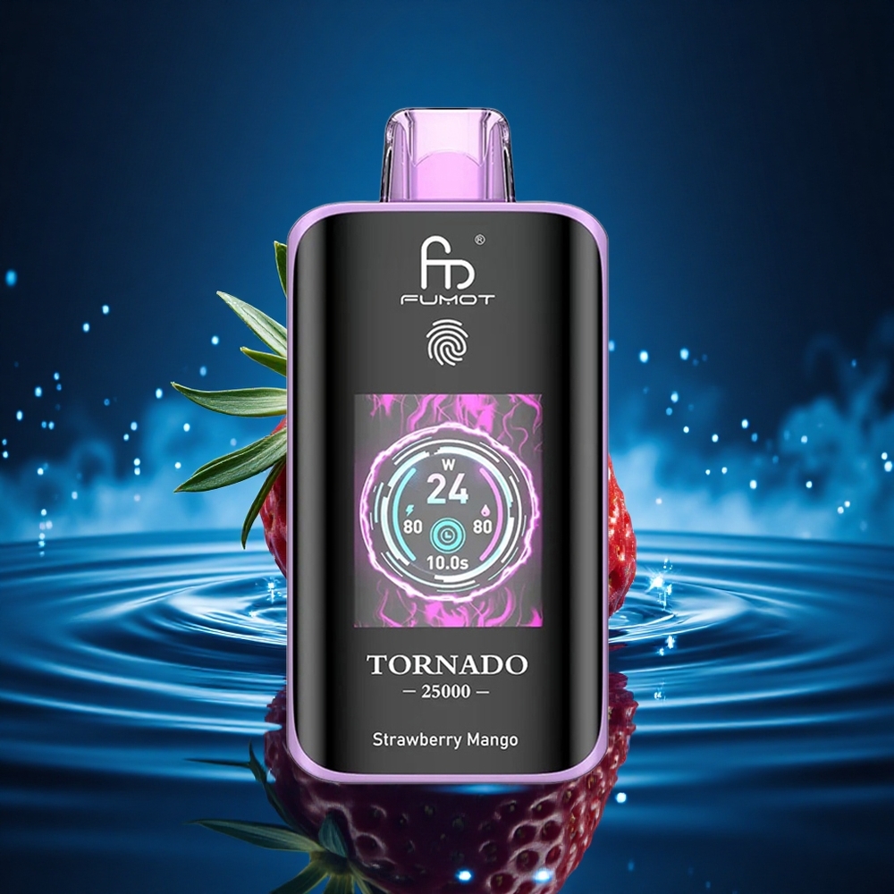 Fumot Tornado 25000 Puffs Fresa Mango HD Pantalla 700mAh Tipo-C