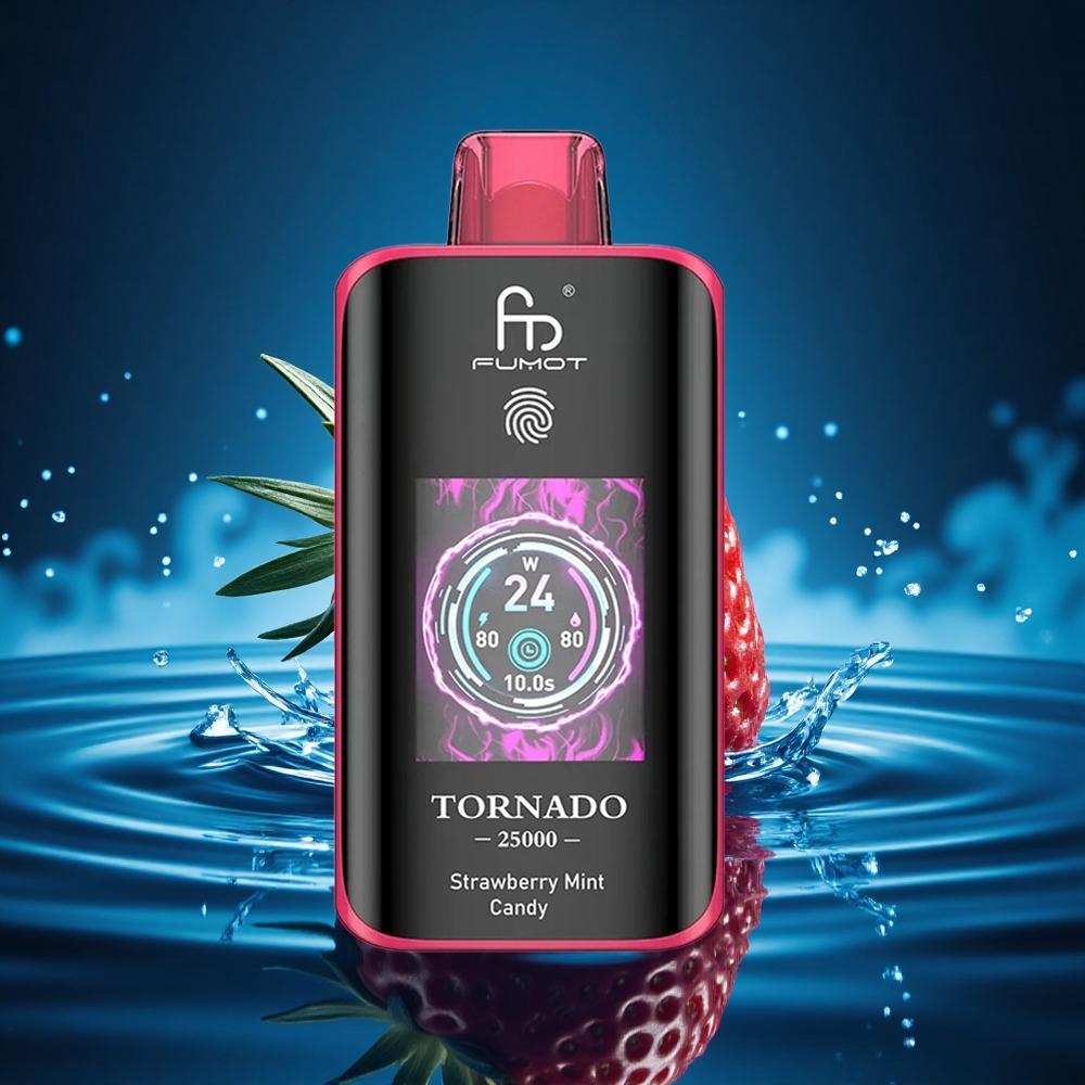 Fumot Tornado 25000 Puffs Fresa Menta Caramelo Pantalla HD Batería 700mAh