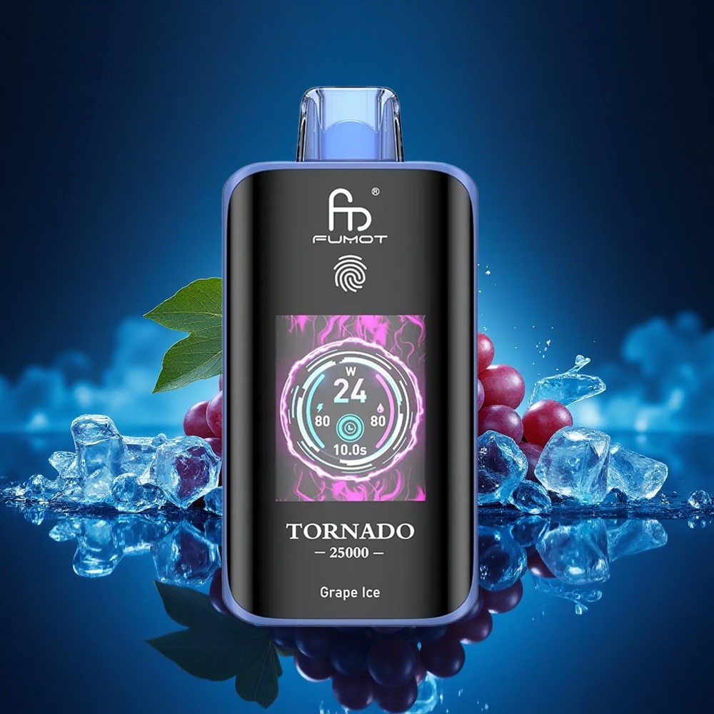 Fumot Tornado 25000 Puffs Helado de Uva con Pantalla HD y Batería Recargable