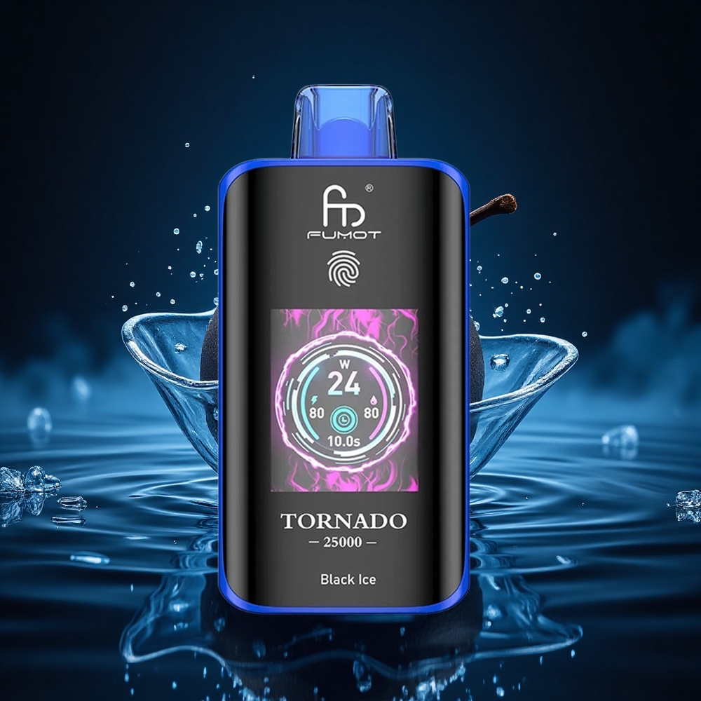 Fumot Tornado 25000 Puffs Hielo Negro Pantalla HD Batería Recargable