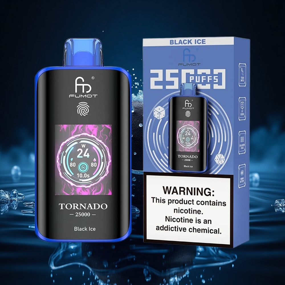 Fumot Tornado 25000 Puffs Hielo Negro Pantalla HD Batería Recargable