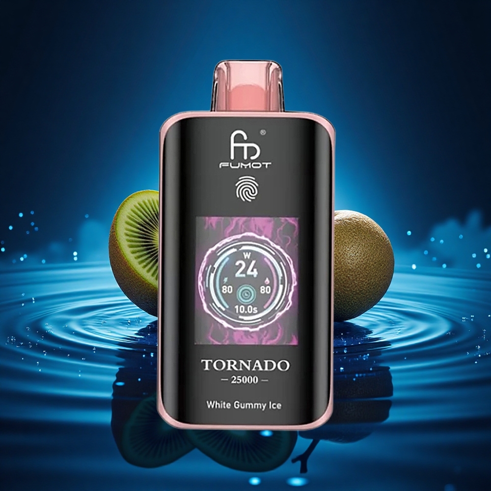 Fumot Tornado 25000 Puffs Kiwi Maracuyá Guayaba Pantalla HD Batería Recargable