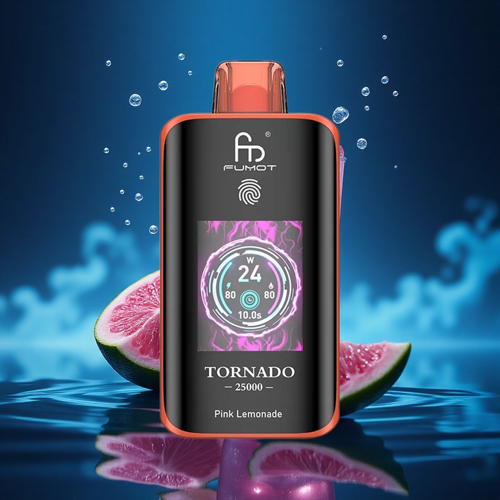 Fumot Tornado 25000 Puffs Limonada Rosada HD con Pantalla y Batería Recargable 700mAh