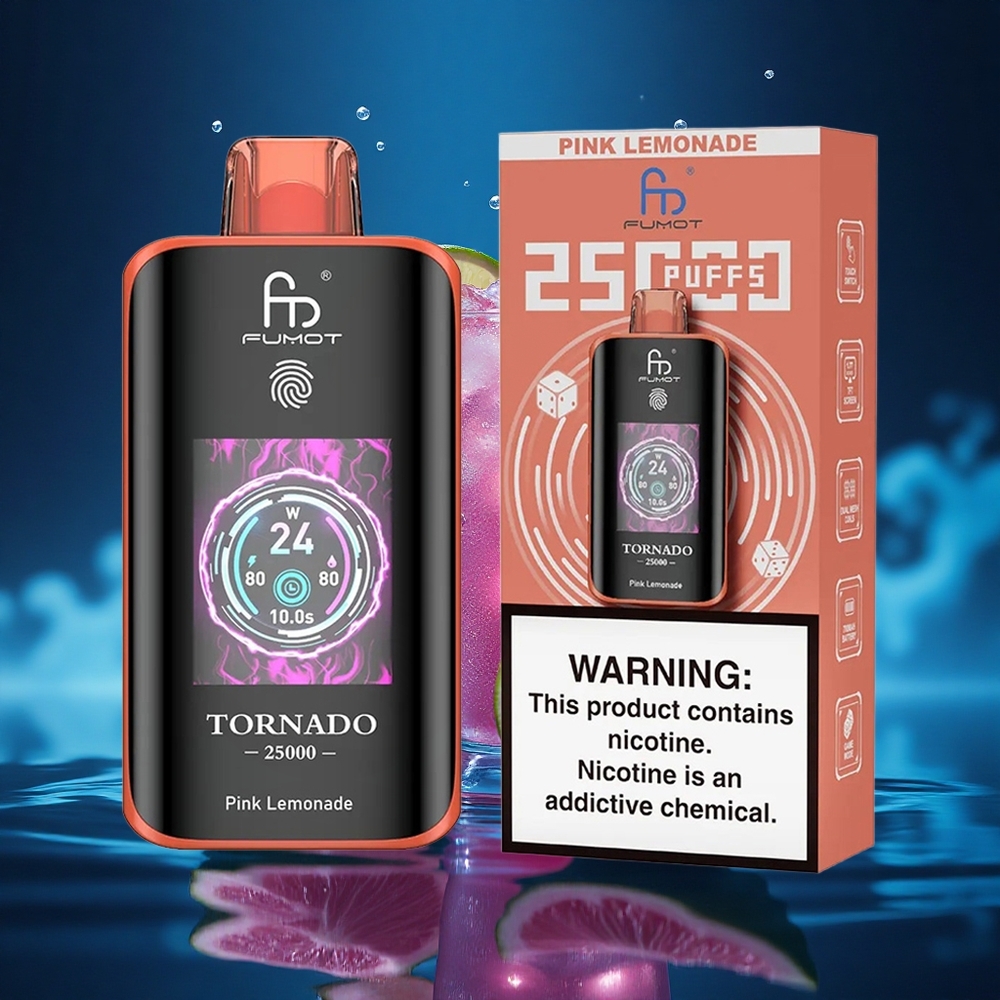 Fumot Tornado 25000 Puffs Limonada Rosada HD con Pantalla y Batería Recargable 700mAh