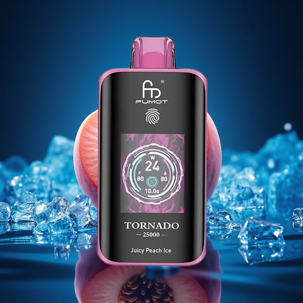 Fumot Tornado 25000 Puffs Melocotón Jugoso Hielo con Pantalla HD y Batería Recargable 700mAh