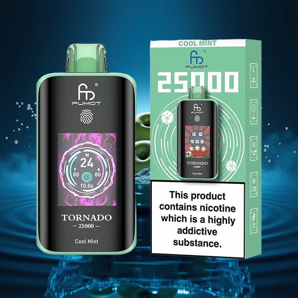 Fumot Tornado 25000 Puffs Menta Fresca HD Pantalla 700mAh Tipo-C