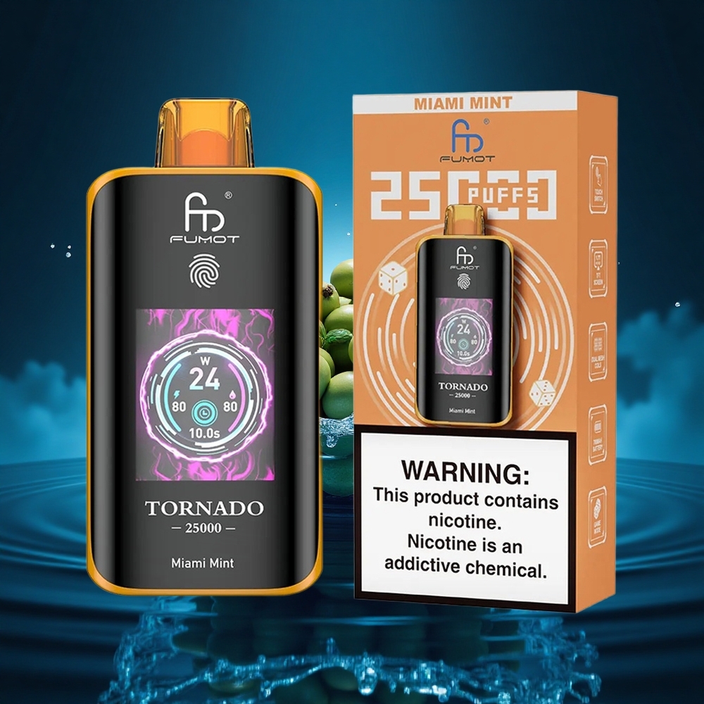 Fumot Tornado 25000 Puffs Menta Miami Pantalla HD Batería Recargable 700mAh