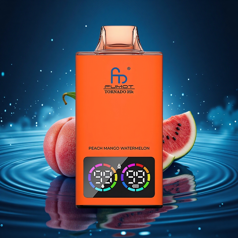Fumot Tornado 35000 Puffs Agua de Melocotón Mango Sandía con Doble Malla y Luz RGB Variable