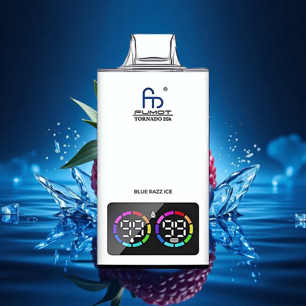 Fumot Tornado 35000 Puffs Azul Frambuesa Hielo con Doble Malla y Luz RGB