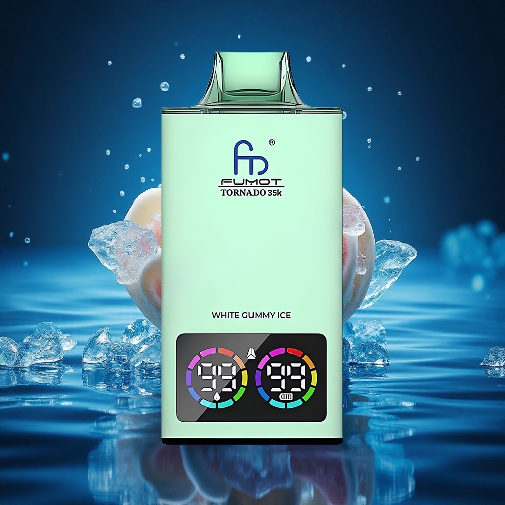 Fumot Tornado 35000 Puffs Goma Blanca Hielo con Doble Malla y Luz RGB Variable