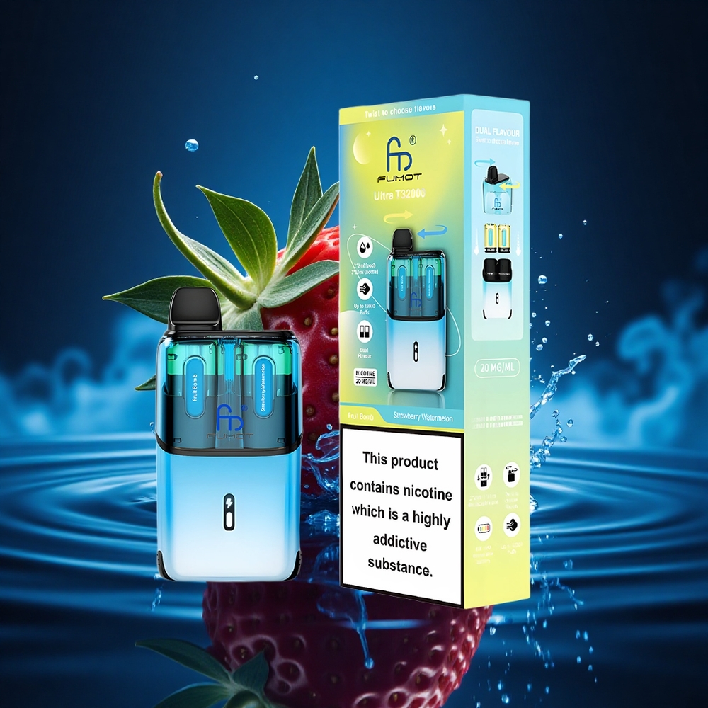 Fumot Ultra T32000 Puffs Bomba de Fruta - Fresa Sandía con Carga Rápida y Doble Tanque