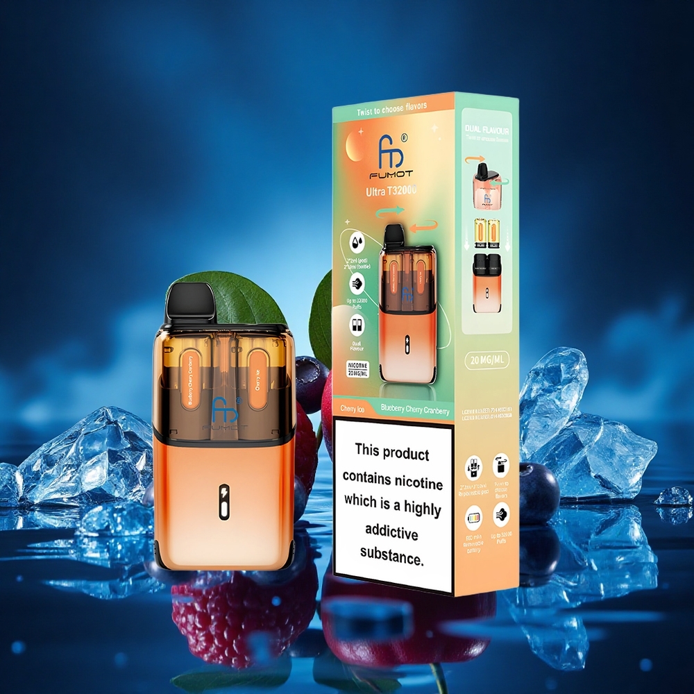 Fumot Ultra T32000 Puffs Cereza Azul Arándano - Hielo de Cereza con 800mAh y Carga Rápida Tipo-C