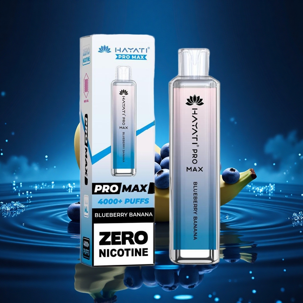Hayati Pro Max 4000 Puffs Arándano Plátano Doble Bobina Recargable