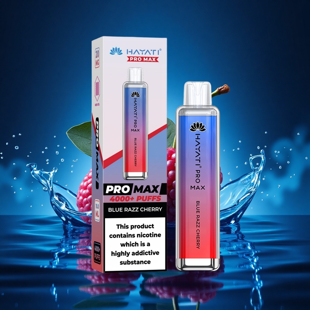 Hayati Pro Max 4000 Puffs Cereza Azul Dual Mesh Recargable