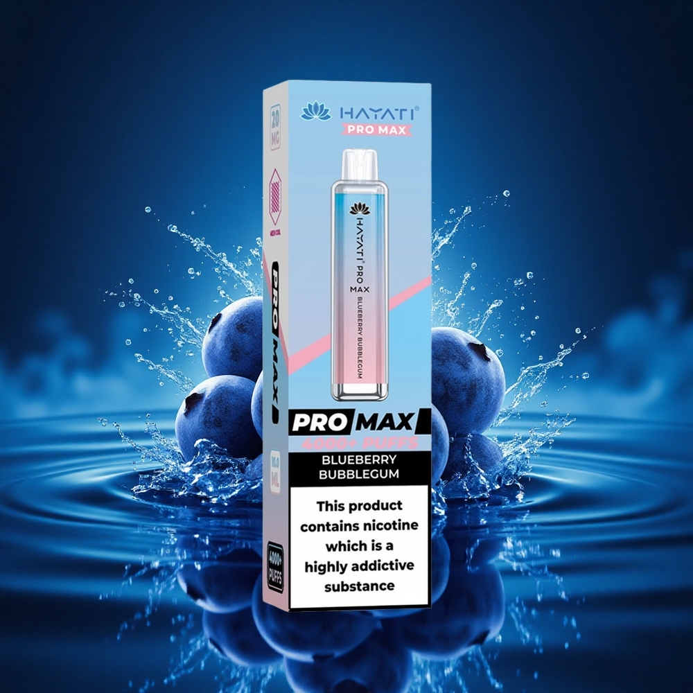 Hayati Pro Max 4000 Puffs Chicle de Arándano Pro Max 4000 Recargable con LED