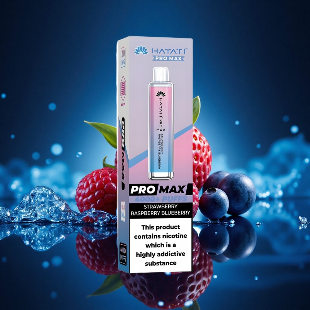Hayati Pro Max 4000 Puffs Fresa Frambuesa Arándano 5% Dual Mesh 1400mAh