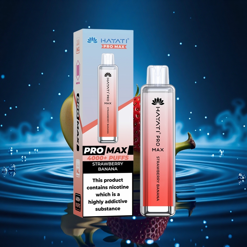 Hayati Pro Max 4000 Puffs Fresa Plátano Doble Ohm Cristal Recargable