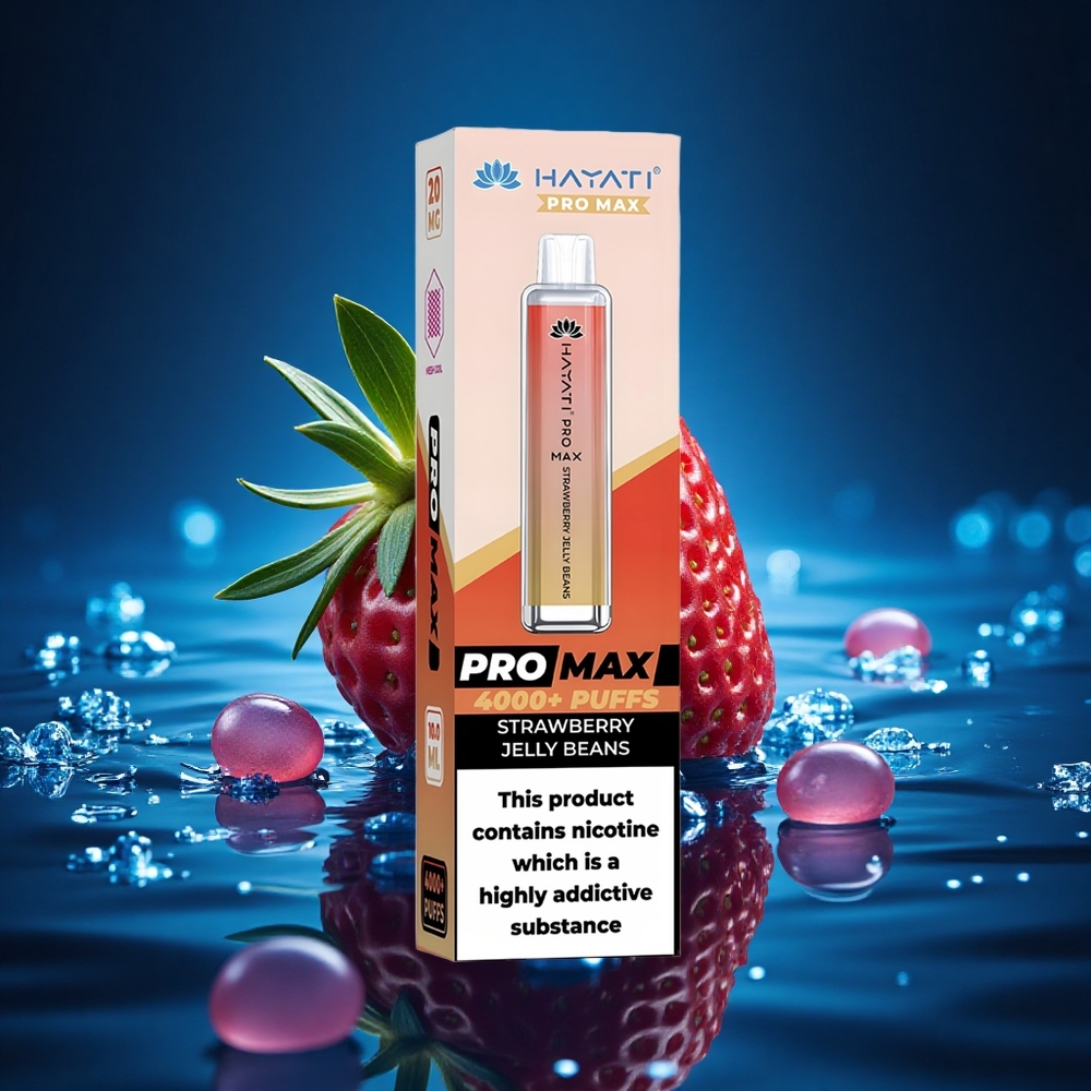 Hayati Pro Max 4000 Puffs Frijoles de Gelatina de Fresa Doble Malla Recargable