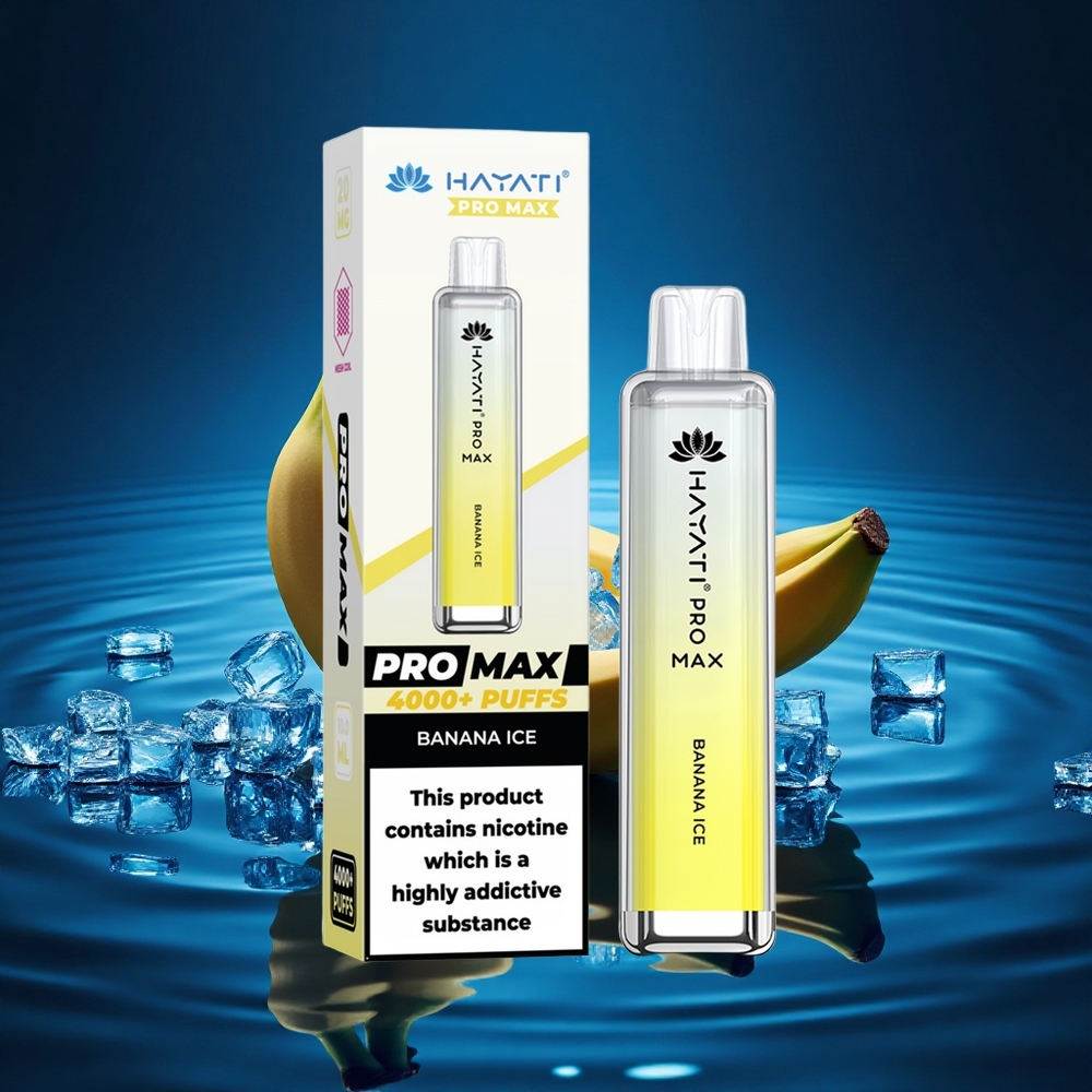 Hayati Pro Max 4000 Puffs Helado de Plátano Doble Bobina Recargable