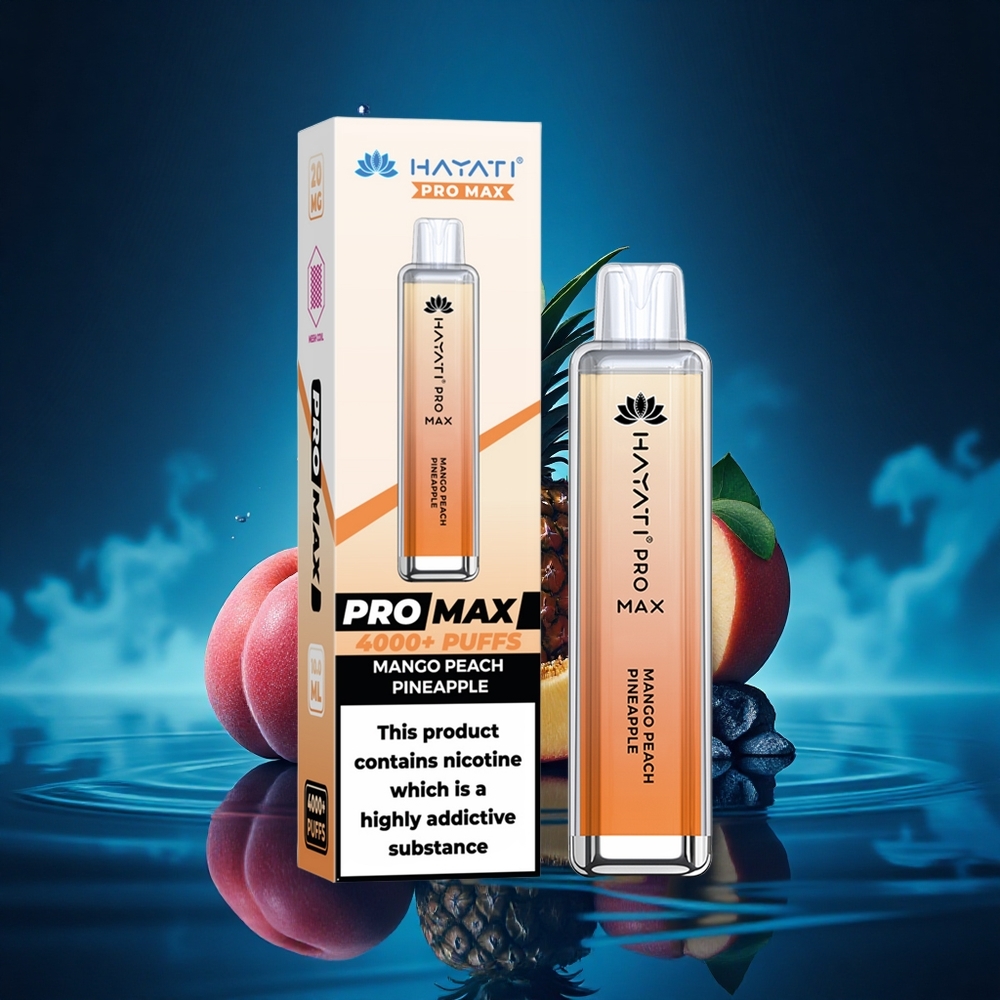 Hayati Pro Max 4000 Puffs Mango Melocotón Piña Doble Bobina Recargable