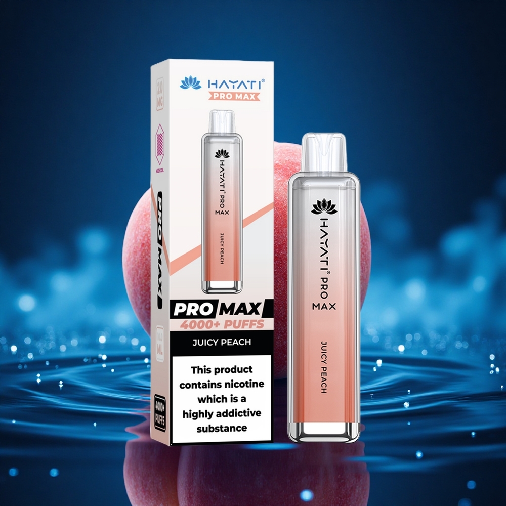Hayati Pro Max 4000 Puffs Melocotón Jugoso Pro Cristal Dual Ohm Recargable