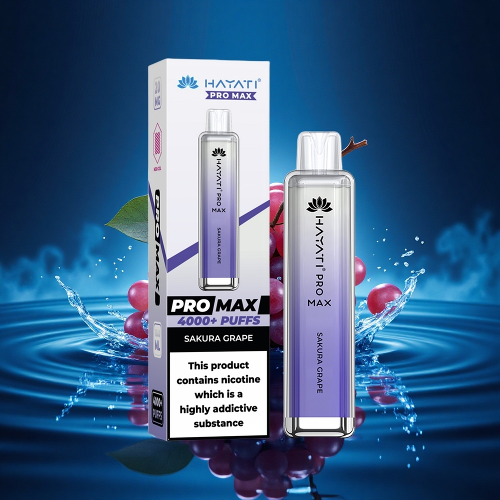 Hayati Pro Max 4000 Puffs Uva Sakura Doble Bobina Recargable