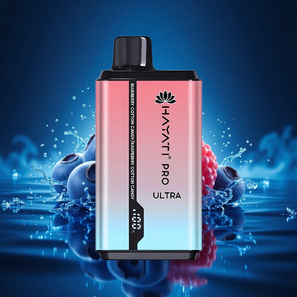 Hayati Pro Ultra 15000 Puffs Dulce de Algodón de Arándano y Frambuesa con 850mAh y 12ml