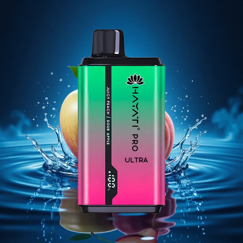 Hayati Pro Ultra 15000 Puffs Manzana Ácida Melocotón Jugoso 850mAh 24ml