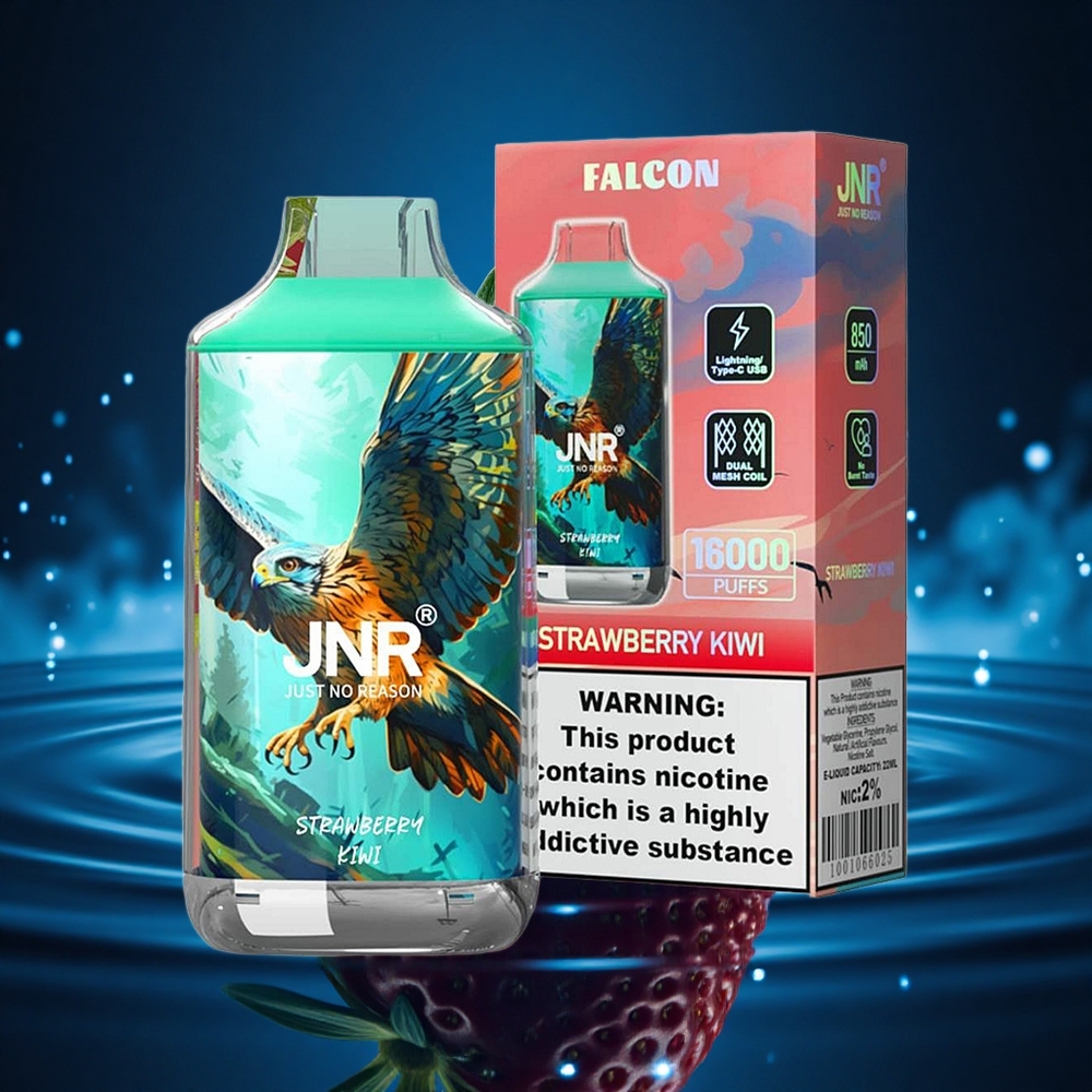 JNR Falcon 16000 Fresa Kiwi Doble Malla 22ml Pantalla LED