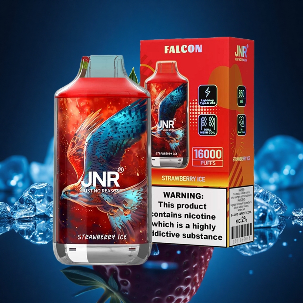 JNR Falcon 16000 Helado de Fresa Dual Mesh 22ml LED