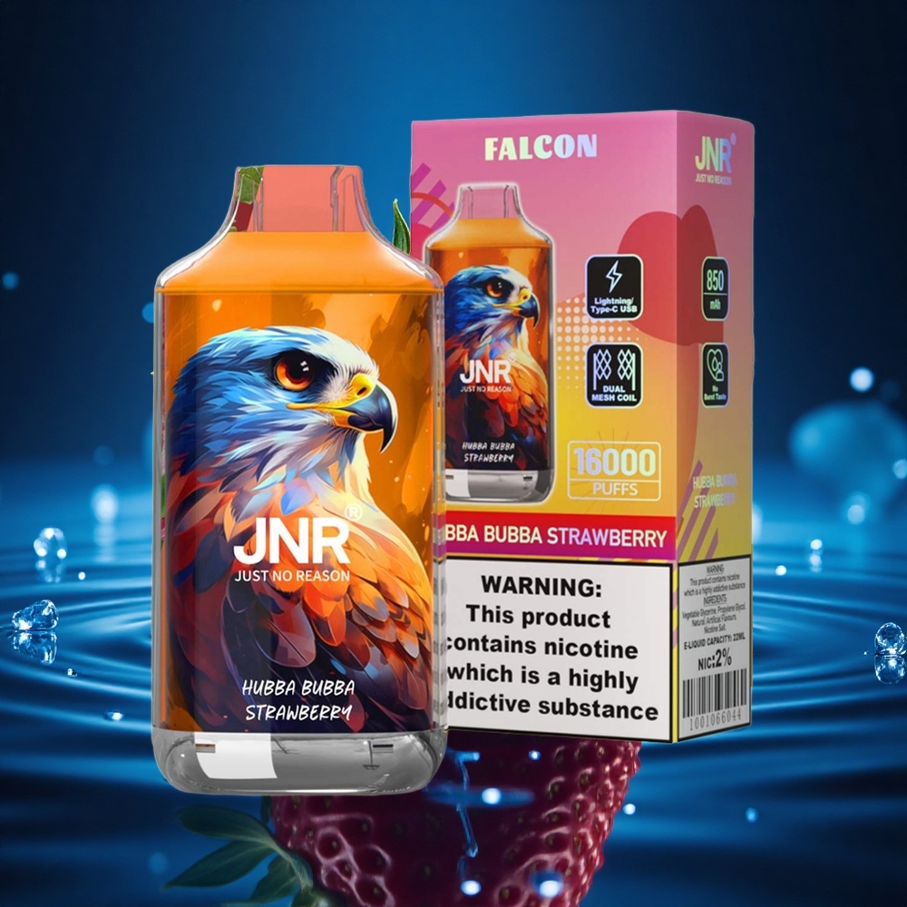 JNR Falcon 16000 Hubba Bubba Fresa Dual Malla 22ml Pantalla LED Inteligente