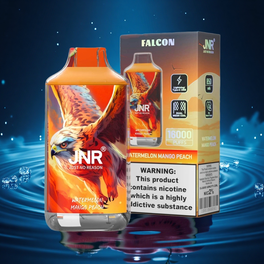 JNR Falcon 16000 Sandía Mango Durazno Dual Mesh 22ml LED