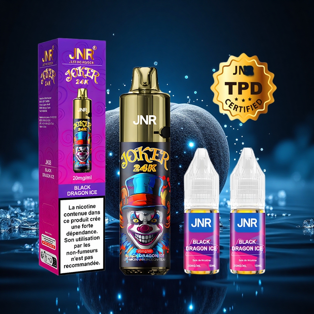 JNR Joker 24K Dragón Negro Hielo Recargable 10ml 24000 Chupadas