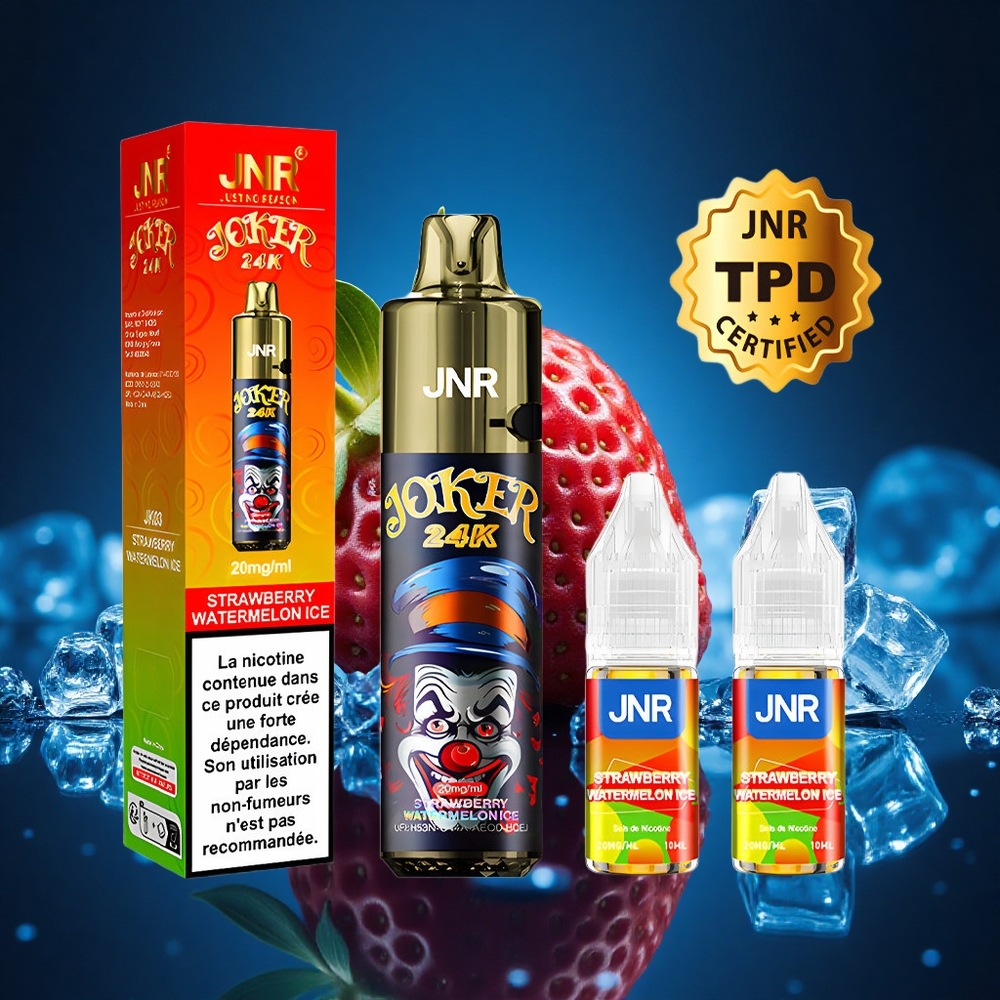 JNR Joker 24K Fresa Sandía Hielo con 2% Nicotina y Luz Respiratoria