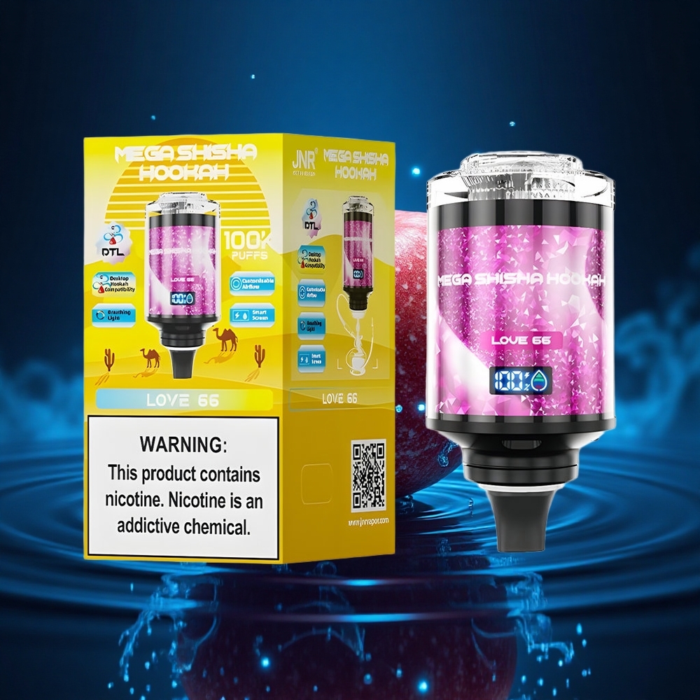 JNR Mega Shisha Hookah 100K Amor 66 Pantalla Inteligente & Carga Rápida