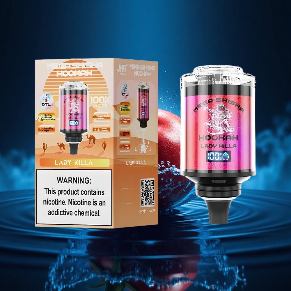 JNR Mega Shisha Hookah 100K Asesina de Damas 2200mAh Pantalla Inteligente